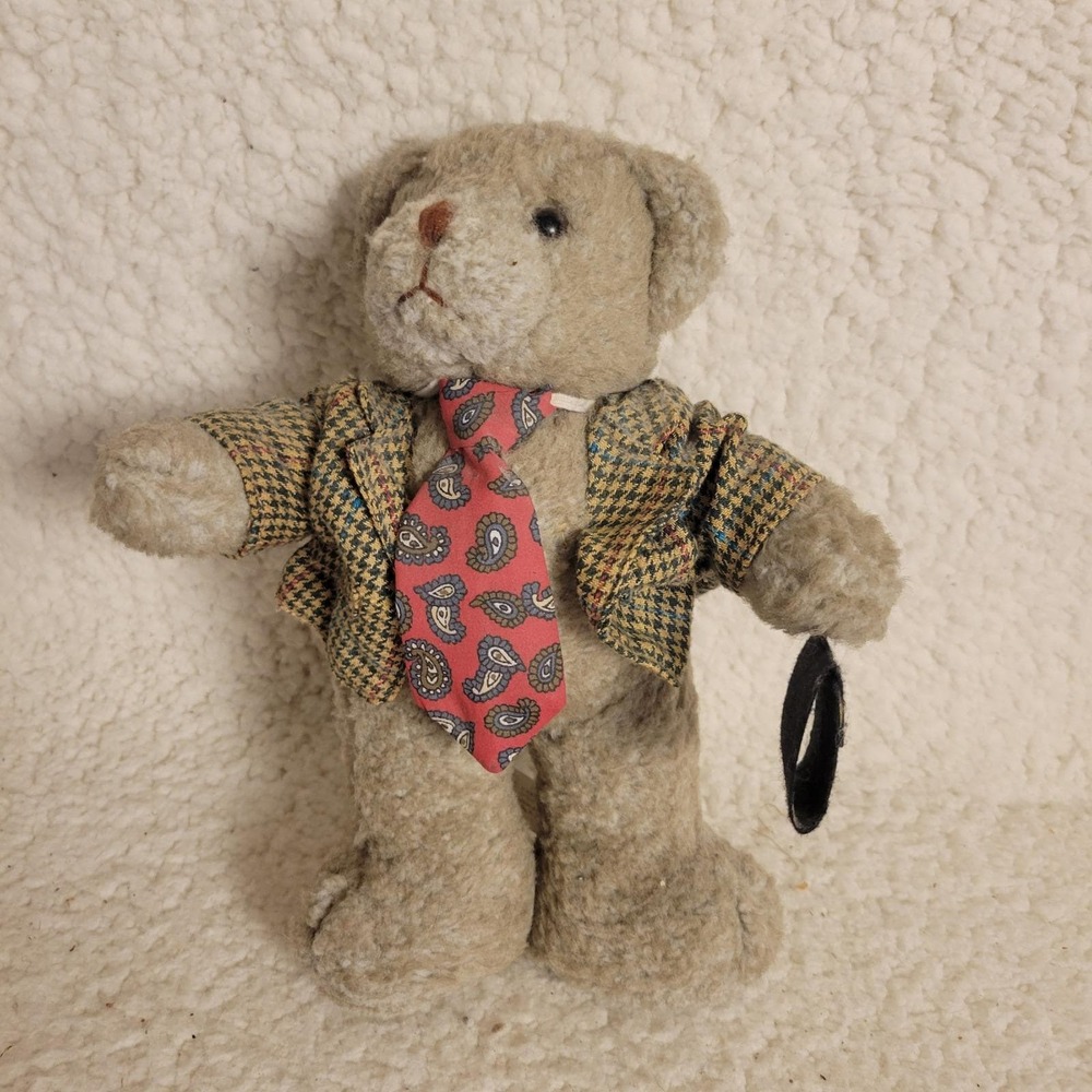 Russ Berrie Mr. Bear Plush 9 Inch Executive Office Teddy Houndstooth Jacket 3821